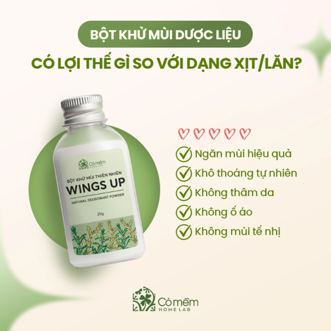Bột khử mùi thiên nhiên Wings Up - Khô thoáng tức thì