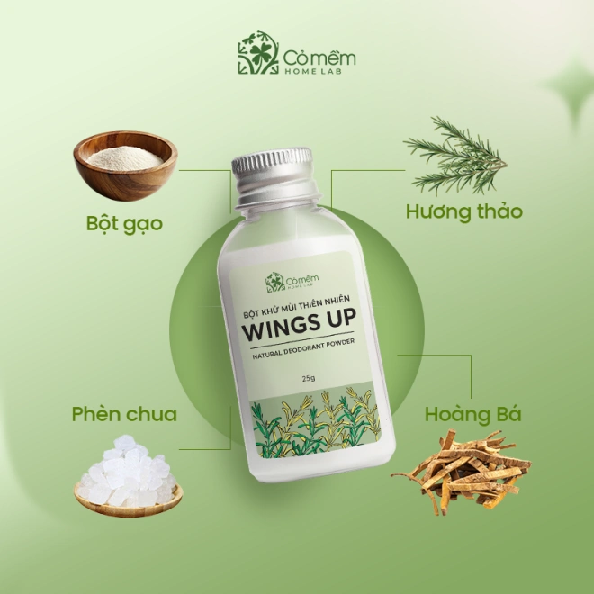 Bột khử mùi thiên nhiên Wings Up - Khô thoáng tức thì