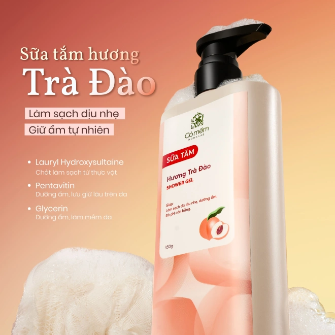 Combo Bộ Sữa Tắm Sữa Dưỡng Thể Trà Đào Dưỡng Da