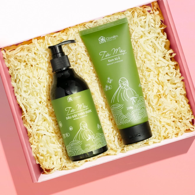 [SET QUÀ TẶNG] Bộ Sản Phẩm Gội Xả Thảo Dược Tóc Mây- Tóc Chắc Khỏe Giảm Gãy Rụng 