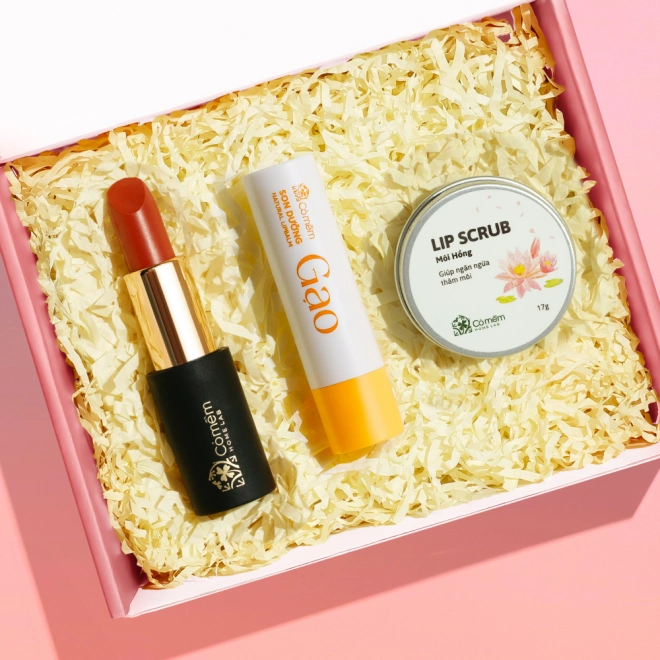 [SET QUÀ TẶNG] Bộ Đôi Môi Xinh Trang Điểm Môi Tự Nhiên Cỏ Mềm