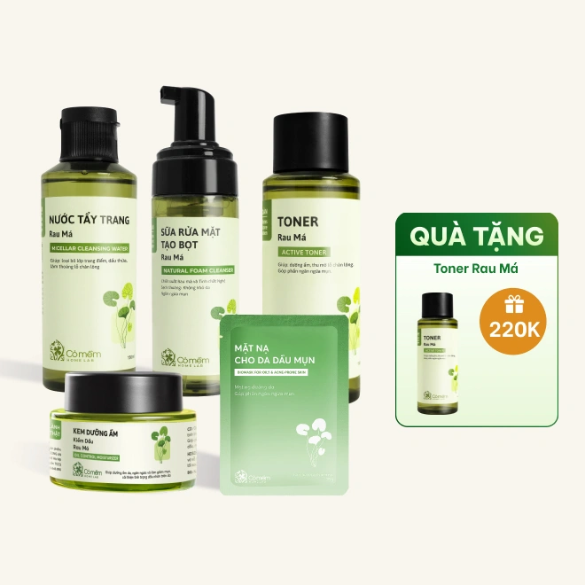 Bộ Chăm Sóc Da Chiết Xuất Rau Má Dành Cho Da Dầu Mụn