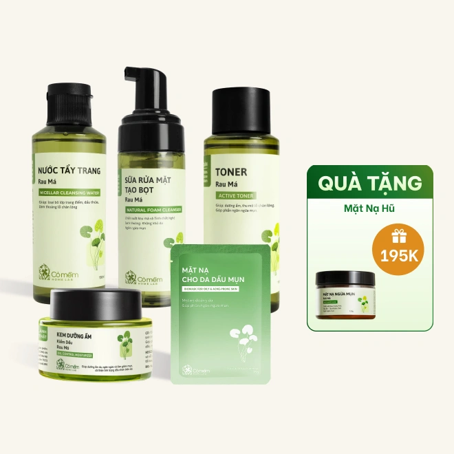 Bộ Chăm Sóc Da Chiết Xuất Rau Má Dành Cho Da Dầu Mụn