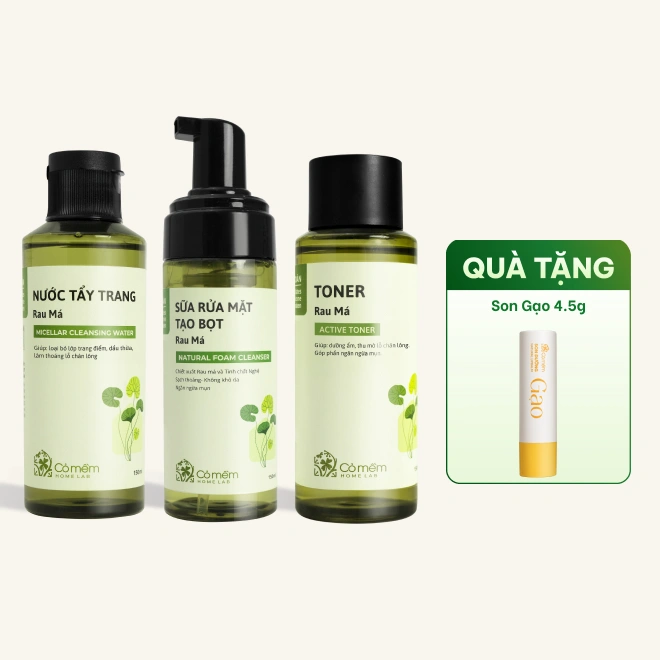 Combo 3 bước làm sạch chiết xuất Rau Má cho da dầu