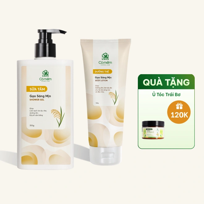 Combo Bộ Sữa Tắm Sữa Dưỡng Thể Hương Gạo Dưỡng Da