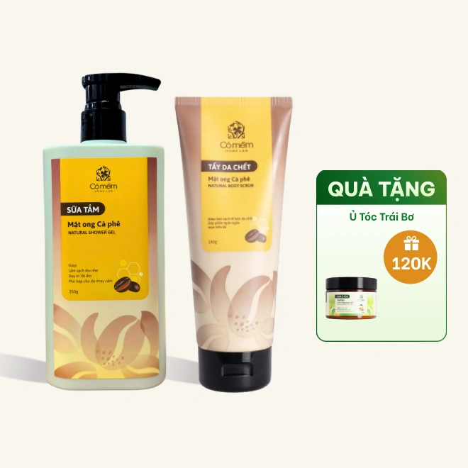 Combo Làm Sạch Da Body Sữa Tắm Và Tẩy Da Chết Mật Ong Cà Phê