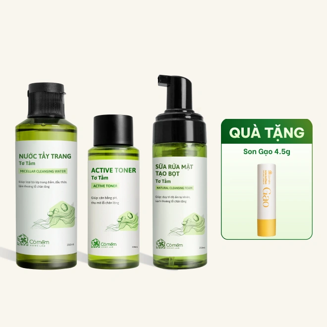 Combo Làm sạch Sâu Tơ Tằm cho da thường đến khô