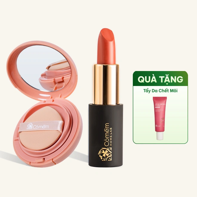 Combo Trang Điểm Son Lụa Diễm Mềm Mịn Và Phấn Nước Thuỷ Tinh