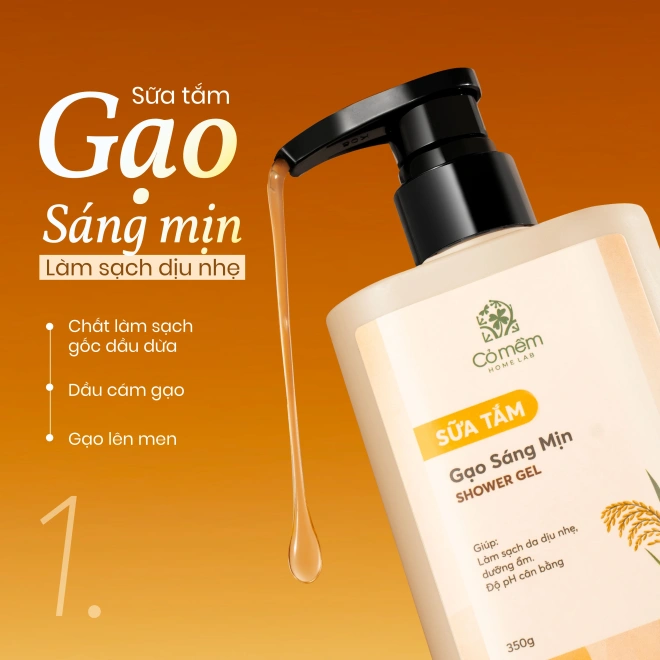 Combo Bộ Sữa Tắm Sữa Dưỡng Thể Hương Gạo Dưỡng Da