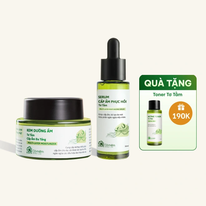 Combo Kem Dưỡng Ẩm, Serum Tơ Tằm Cấp Ẩm Đa Tầng