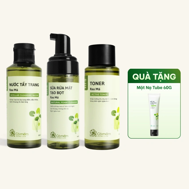 Combo 3 bước làm sạch chiết xuất Rau Má cho da dầu
