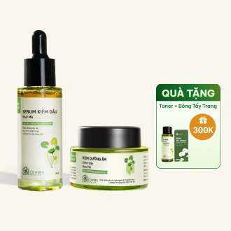 Combo Serum Kiềm Dầu Rau Má Và Kem Dưỡng Rau Má