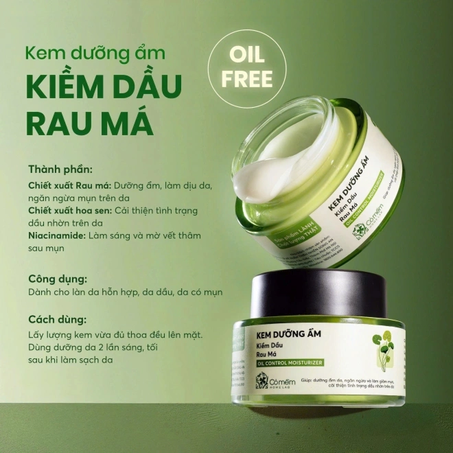 Combo Serum Kiềm Dầu Rau Má Và Kem Dưỡng Rau Má
