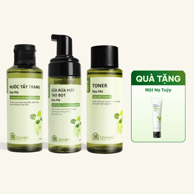 Combo 3 bước làm sạch chiết xuất Rau Má cho da dầu