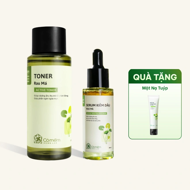 Combo Serum Kiềm Dầu Rau Má + Toner Rau Má