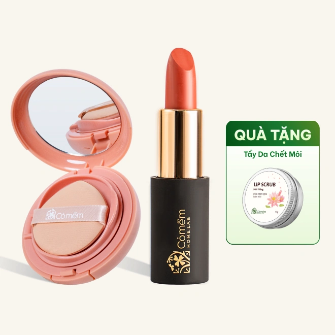 Combo Trang Điểm Son Lụa Diễm Mềm Mịn Và Phấn Nước Thuỷ Tinh