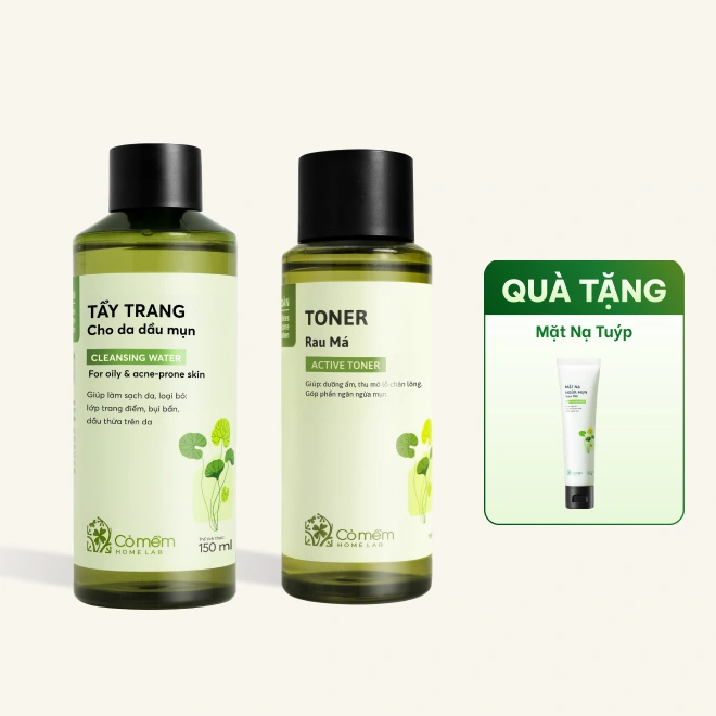 Combo 2 Sản Phẩm Bộ Chăm Sóc Da Rau Má Dưỡng Ẩm Kiềm Dầu