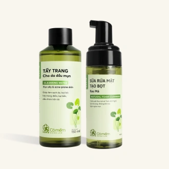 Combo Chăm Sóc Da 2 Bước Nước Tẩy Trang Và Bọt Rửa Mặt Rau Má