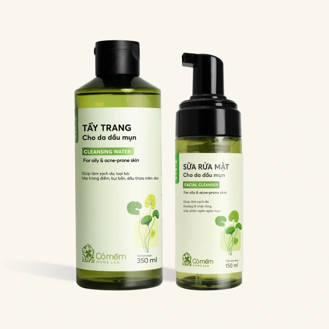 Combo Làm Sạch Nước Tẩy Trang Và Sữa Rửa Mặt Cho Da Dầu Mụn