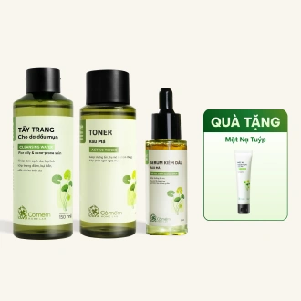 Combo Nước Tẩy Trang Rau Má Toner Rau Má Serum Kiềm Dầu Rau Má