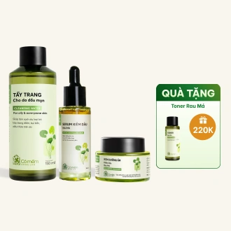 Combo Chăm Sóc Da Rau Má Tẩy Trang, Serum, Kem Dưỡng