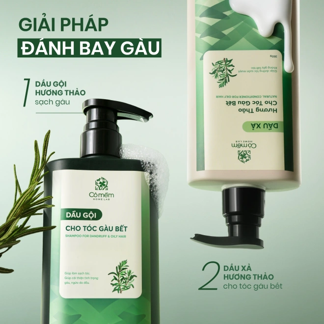 Combo Gội Xả Tóc Hương Thảo Giúp Sạch Gàu