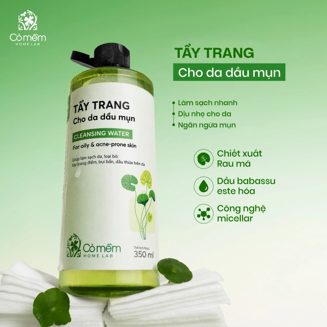 Combo Chăm Sóc Da 2 Bước Nước Tẩy Trang Và Bọt Rửa Mặt Rau Má
