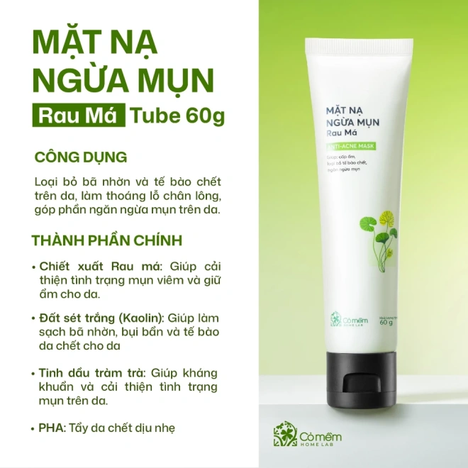 Mặt Nạ Đất Sét Ngừa Mụn Rau Má Tube