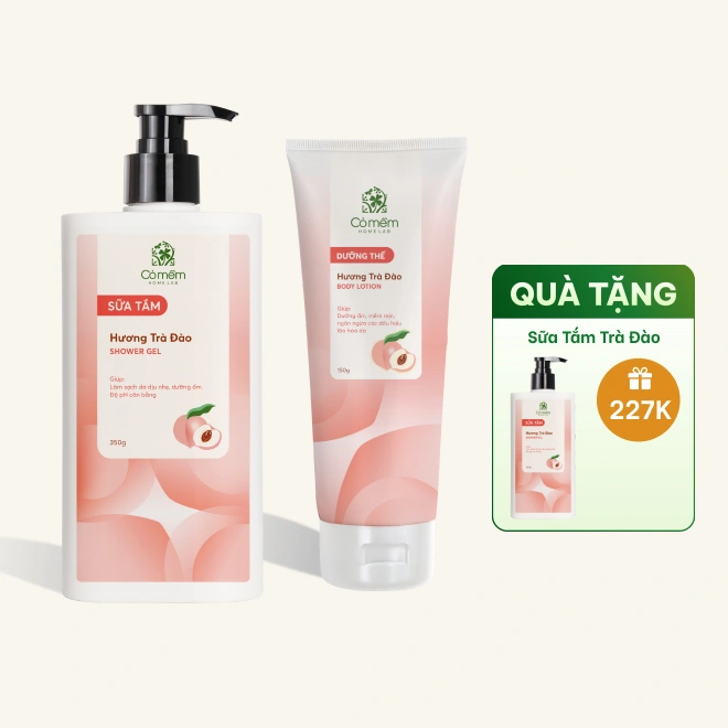 Combo Bộ Sữa Tắm Sữa Dưỡng Thể Trà Đào Dưỡng Da