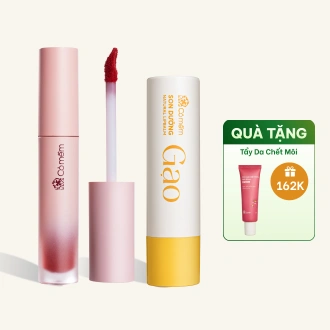 Combo Son Kem Bông Trang Điểm và Son Dưỡng Môi