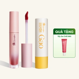 Combo Son Kem Bông Trang Điểm và Son Dưỡng Môi