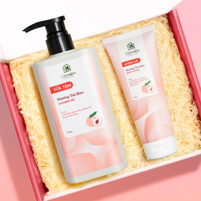 [Set Quà Tặng] Bộ Sữa Tắm Sữa Dưỡng Thể Trà Đào Dưỡng Da