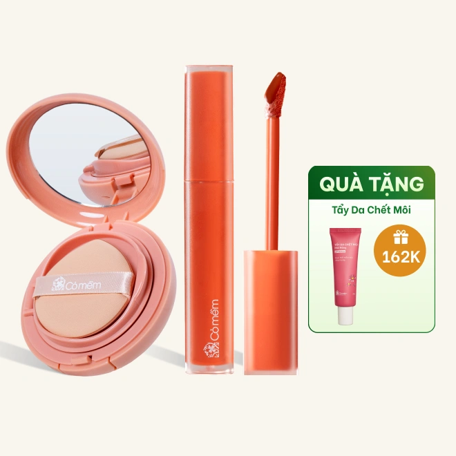 Trọn Bộ Combo Makeup Trang Điểm Son Kem, Phấn Nước Thuỷ Tinh