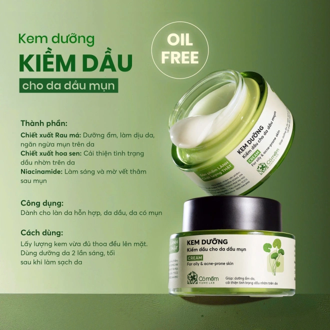 Kem Dưỡng Ẩm Kiềm Dầu Cho Da Dầu Mụn