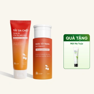 Combo 2 Bước Tẩy Trang Và Tẩy Da Chết Mặt Sơ-ri Vitamin C