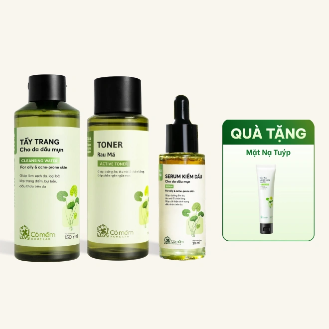 Combo Nước Tẩy Trang, Toner, Serum Kiềm Dầu