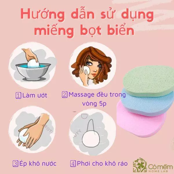 cách sử dụng miếng bọt biển rửa mặt