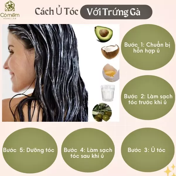 cách gội đầu với trứng gà