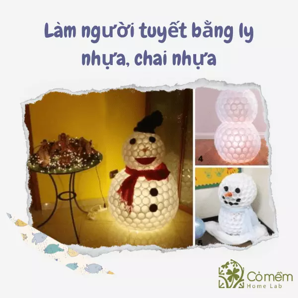 cách làm người tuyết bằng ly nhựa