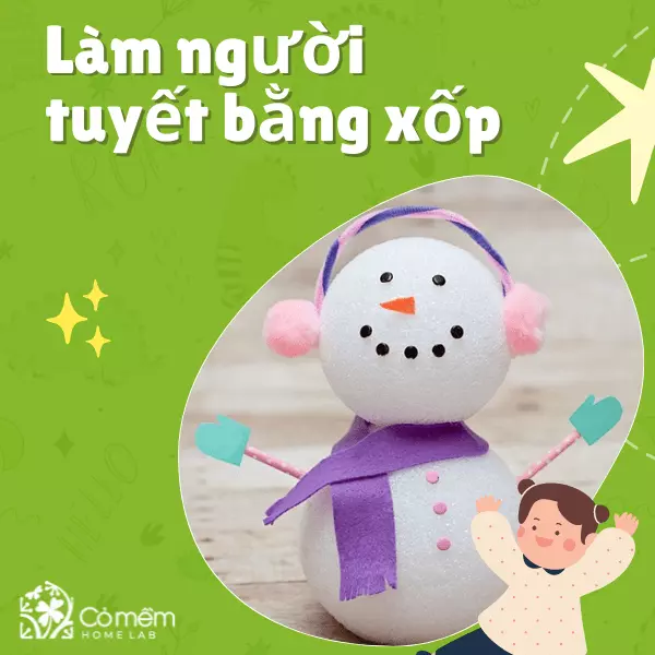 cách làm người tuyết bằng xốp