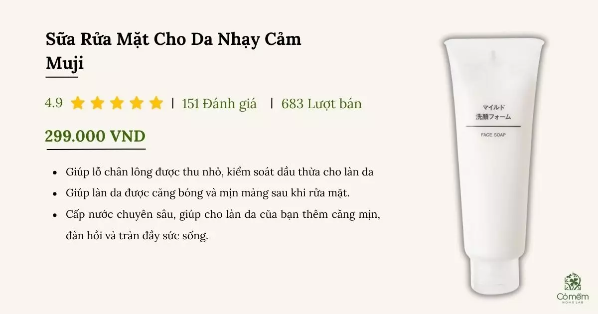 sữa rửa mặt cho da nhạy cảm