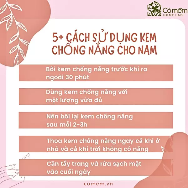 cách sử dụng kem chống nắng cho nam