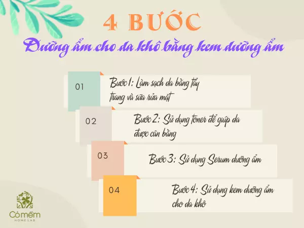 Các bước dưỡng ẩm cho da khô bằng kem dưỡng ẩm