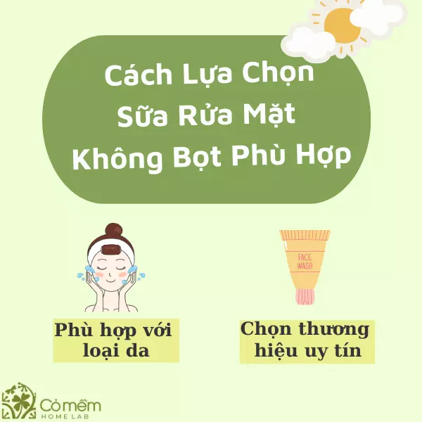 lựa chọn sữa rửa mặt không bọt