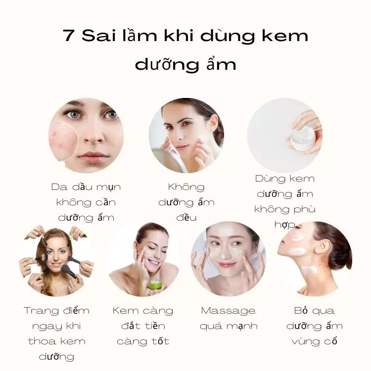 7 Sai lầm khi  dùng kem dưỡng ẩm