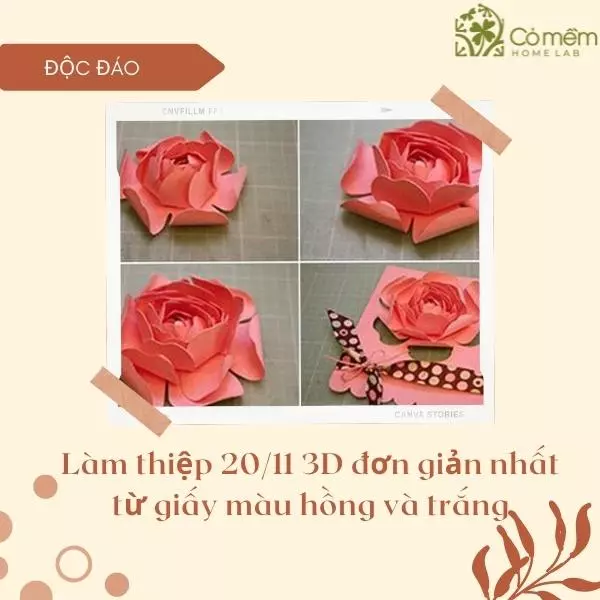 cách làm thiệp 20/11 bằng giấy a4 đơn giản