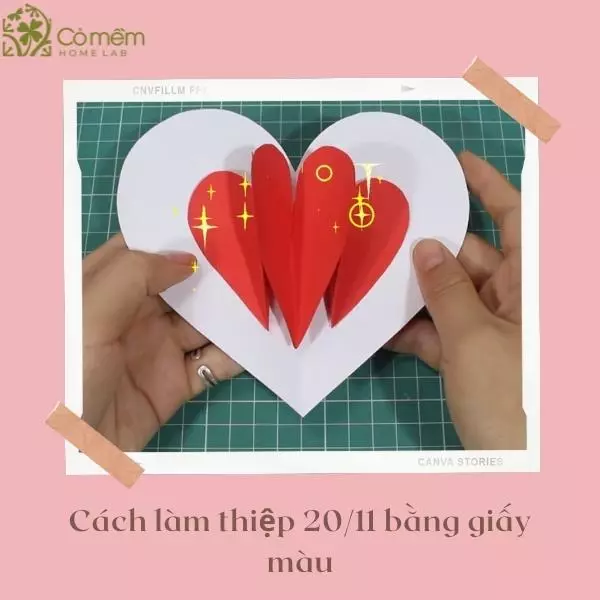 cách làm thiệp 20/11 bằng giấy màu