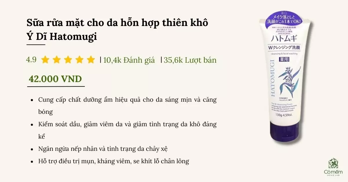 sữa rửa mặt cho da hỗn hợp thiên khô