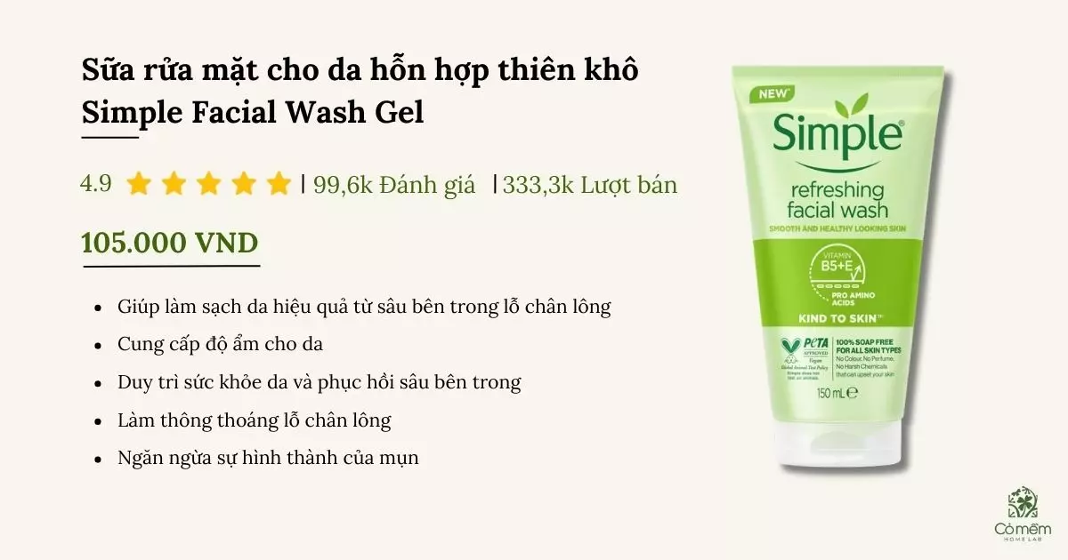 sữa rửa mặt cho da hỗn hợp thiên khô