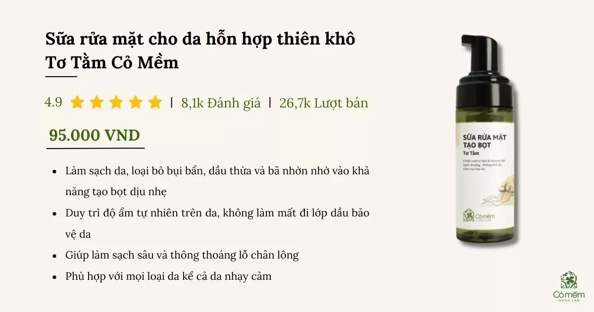 sữa rửa mặt cho da hỗn hợp thiên khô